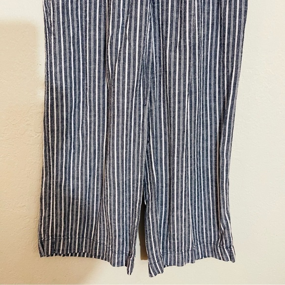 BRIGGS Linen Blend Pull-On Striped Wide Leg Pants Small Blue/White Pockets - Picture 8 of 10